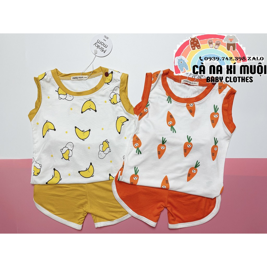 Bộ Minky Mom Ba Lỗ FREE SHIP Thun Lạnh Cao Cấp Cộc Tay Dể Thương Cho Bé Gái Bé Trai, Đủ Màu