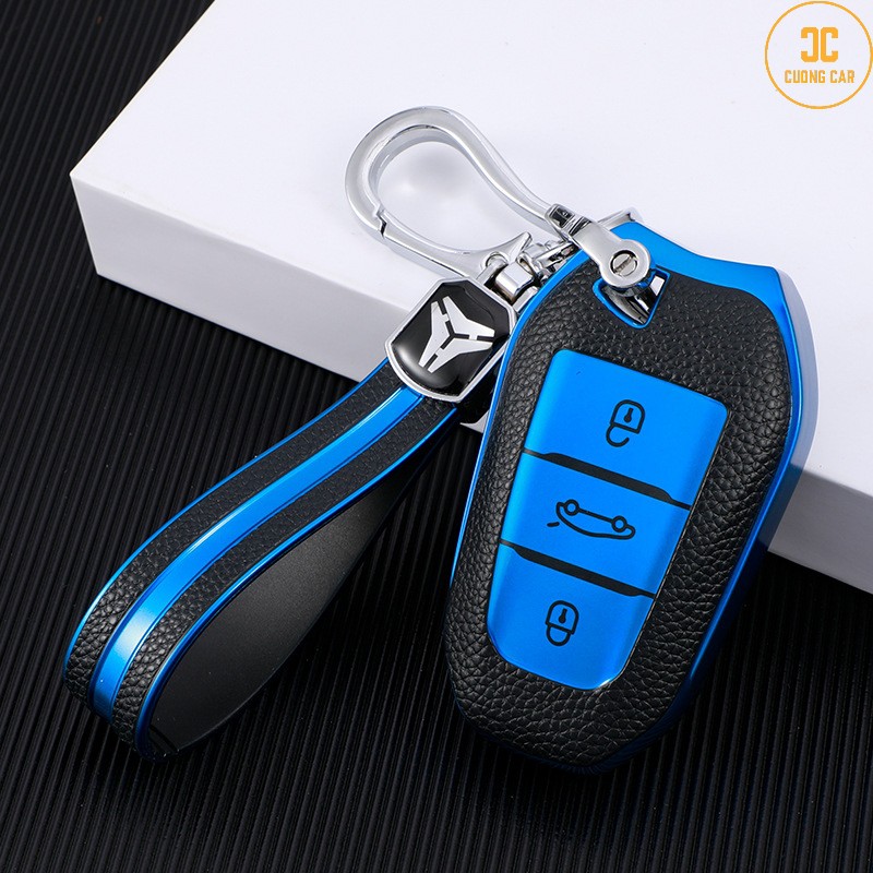 Ốp chìa khóa xe hơi Peugeot 3008, Peugeot  4008, Peugeot  2008, Peugeot  5008,... chất liệu Da Tpu