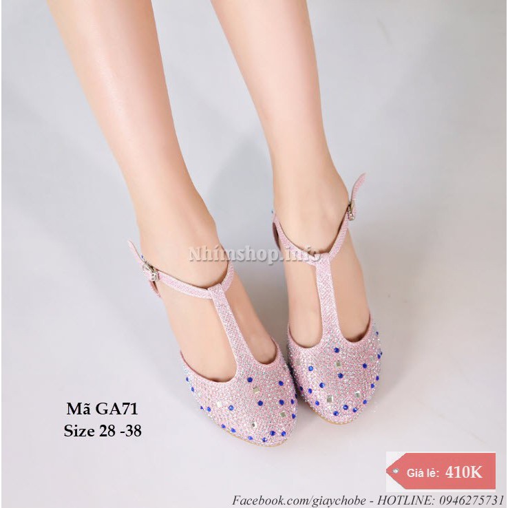 Giày cao gót cho bé gái 3 – 12 tuổi GA71 quai mềm đế cao 3-5 phân mặc váy công chúa đi tiệc sang trọng và duyên dáng