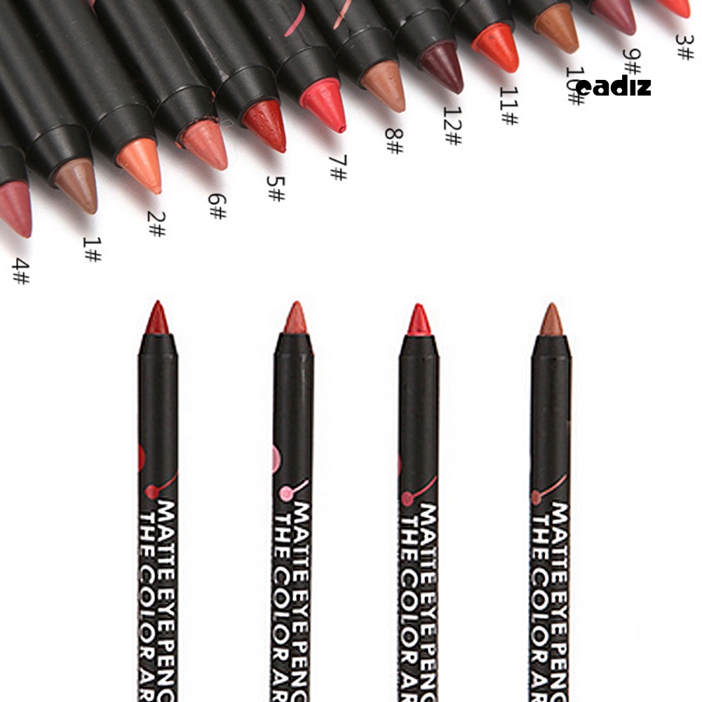 Bút Chì Kẻ Viền Môi 12 Màu Chống Thấm Nước Lâu Trôi Chất Lượng Cao
