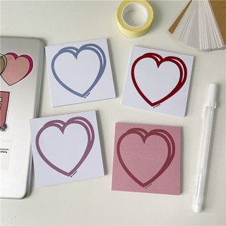 Giấy Note Pad Memo Pad Ghi Chú Ghi Nhớ Khung Hình Trái Tim Màu Tươi Tắn Đáng Yêu