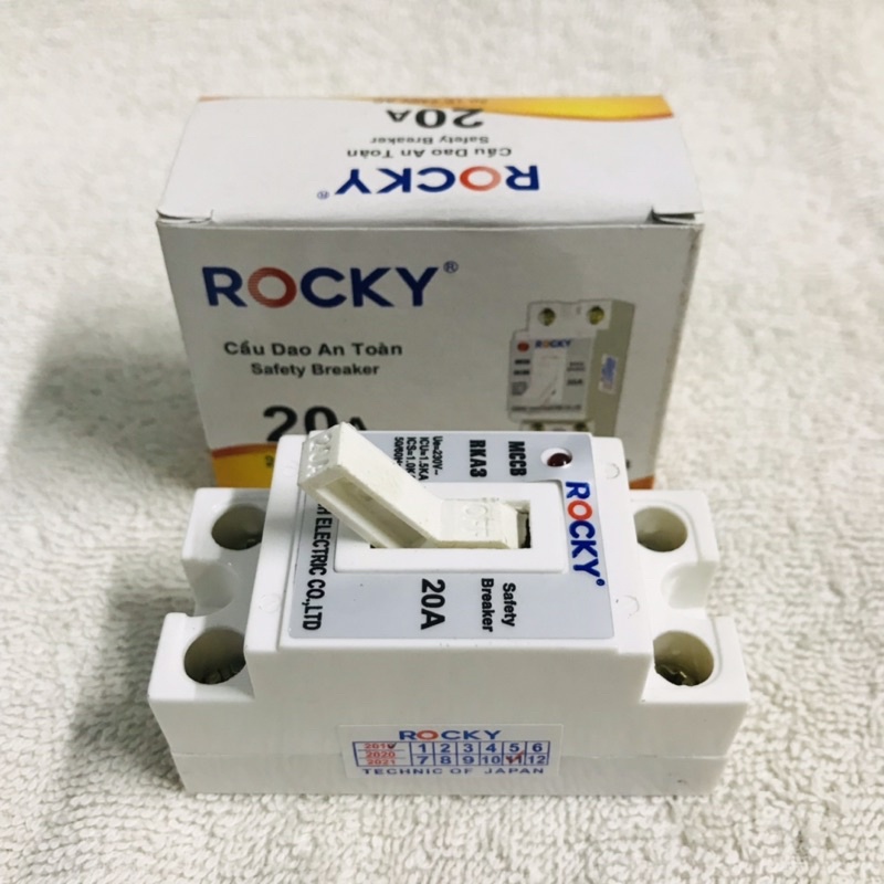 CB cóc, Cầu dao an toàn, Safety Breaker ROCKY giá rẻ 20A,30A, Trắng,Đen.