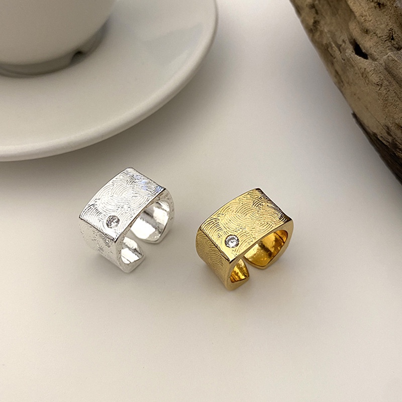 Nhẫn Hở Đính Đá Zircon Hình Vuông Màu Vàng / Bạc Tùy Chỉnh Phong Cách Gothic Thời Trang Cho Nữ