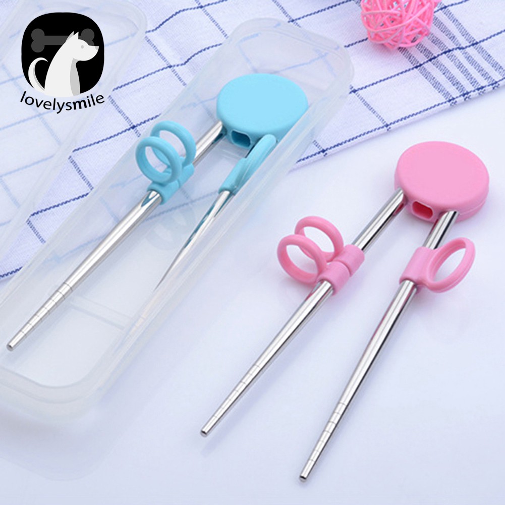 L ~✌Đũa Tập Ăn Bằng Silicone Và Thép Không Gỉ Dành Cho Người Mới Bắt Đầu