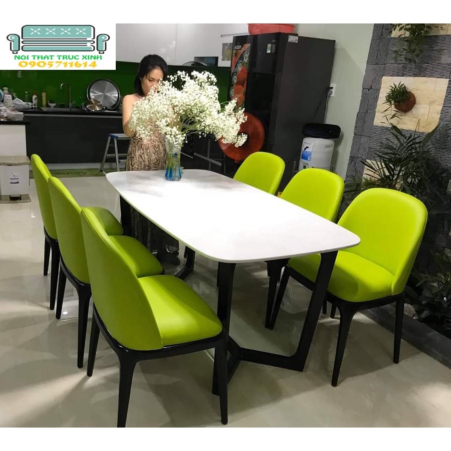 Bộ bàn ăn 6 ghế +bàn đá ceramic