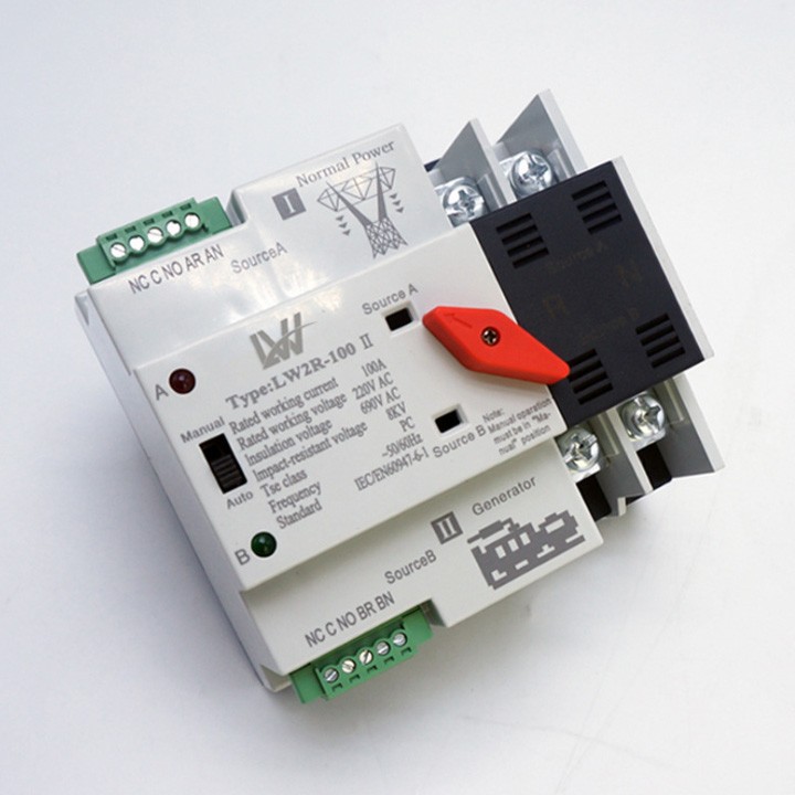 [ ATS ] Bộ chuyển nguồnđiện 63A -100A 2P 220V chuyển mạch nhanh không gây mất điện, cầu dao điện đảo chiều