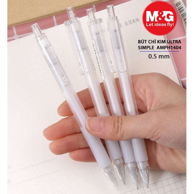 Bút chì kim công nghệ tự trôi ngòi độc đáo AMPH1404 thân màu trắng phong cách Nhật Bản đơn giản chất lượng phong cách