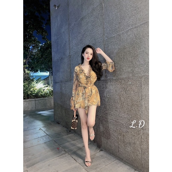 Jumsuit tơ hoa tiết