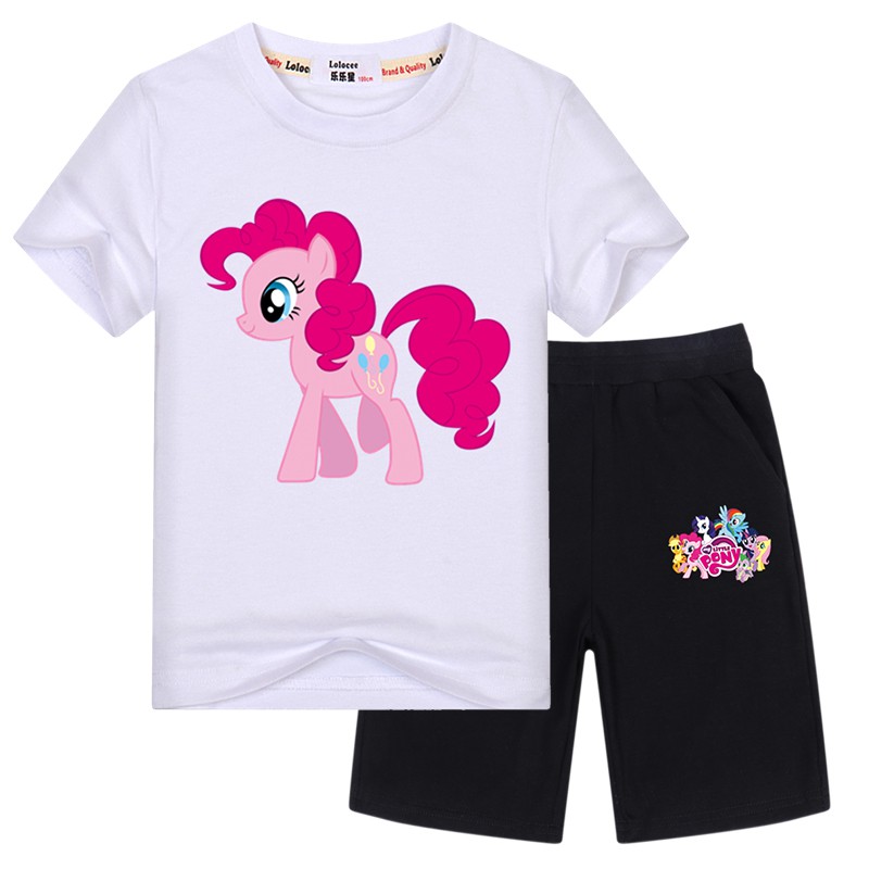 MY LITTLE PONY Bộ Đồ Gồm 2 Món Áo Thun + Quần Short In Hình Ngựa Con Cho Bé Gái