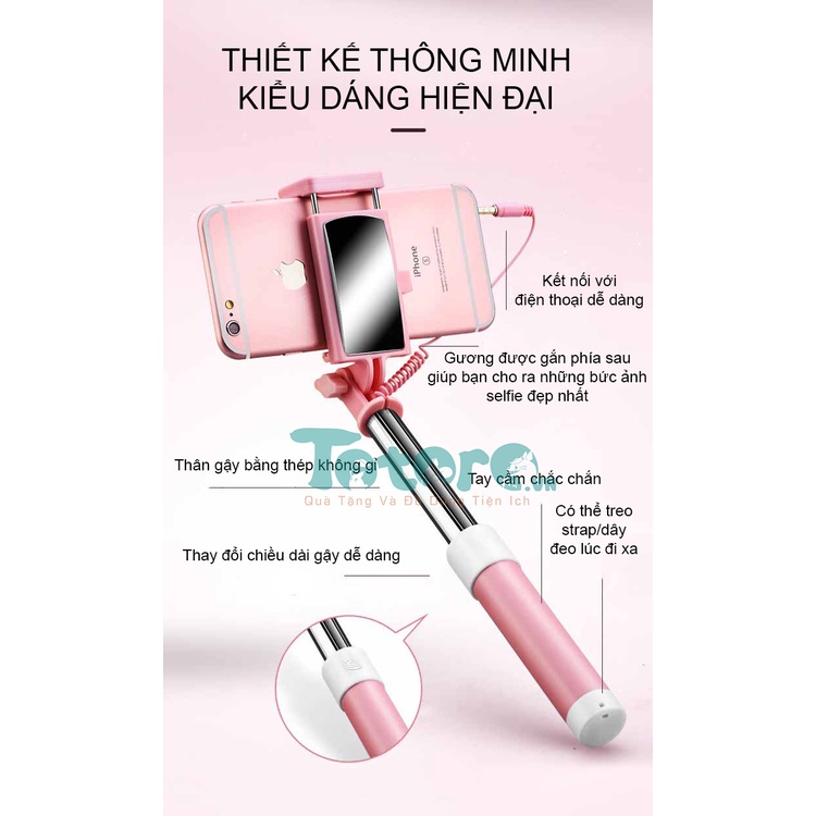 Gậy Selfie gắn gương Colorful