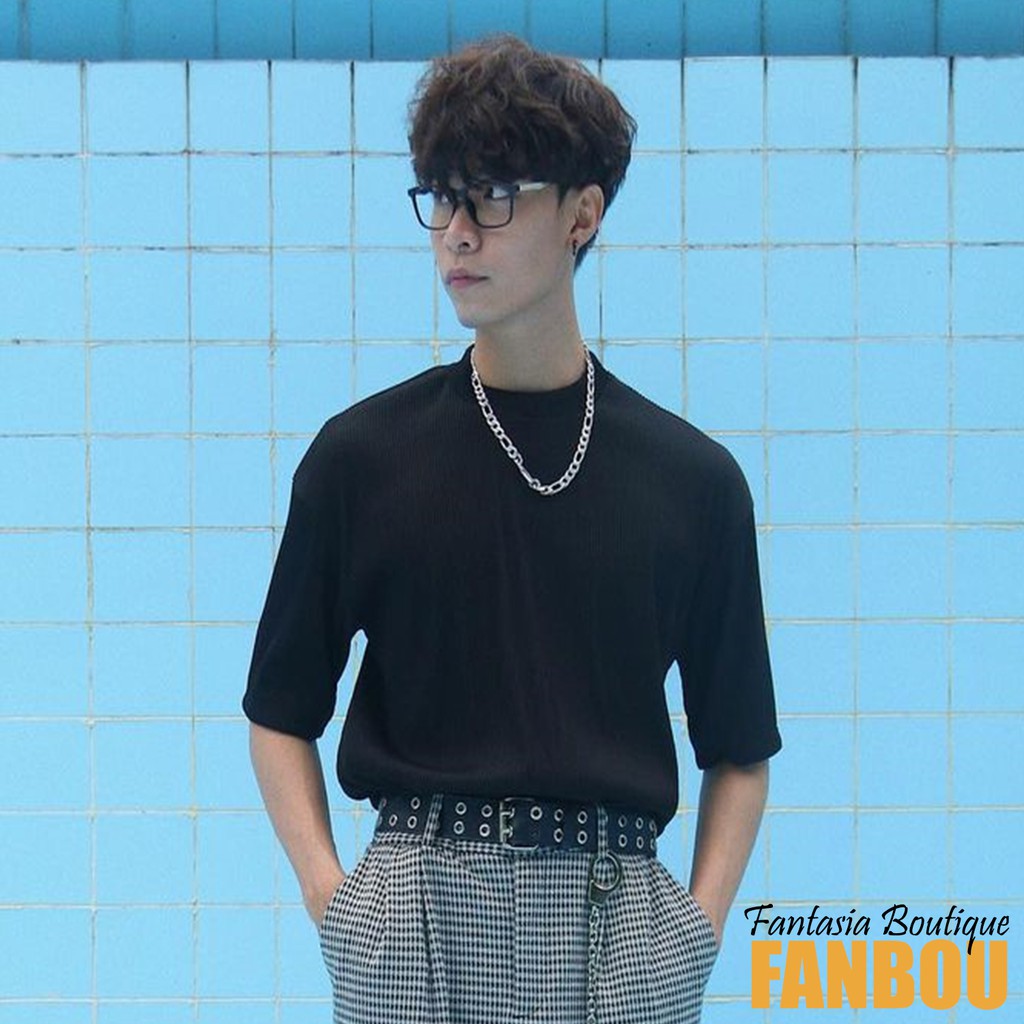 Áo Thun Nam Gân Len Cổ Lọ 6 Phân Tay Ngắn | BigBuy360 - bigbuy360.vn