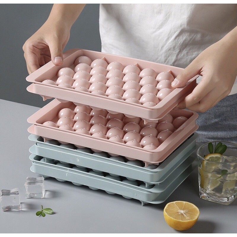 Khuôn thạch bi nhựa tròn làm hoa quả trái cây/ khuôn rau câu, khay đá viên tròn 20/27/33 viên