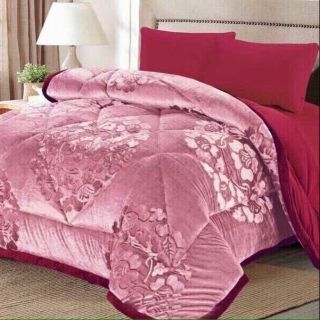 Chăn lông thỏ ép hoa cao cấp