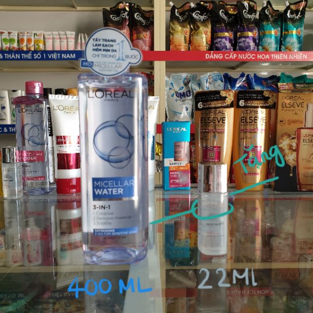 [ Tặng Dưỡng Chất Giá 99k] Nước tẩy trang đa năng làm sạch sâu 3-in-1 L'Oréal Paris Micellar Water 400ml - Làm mát da