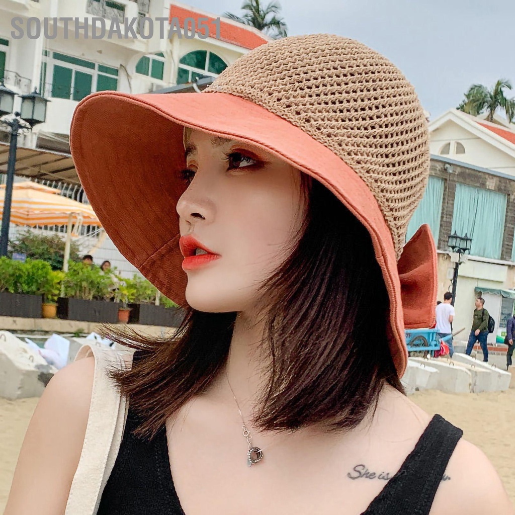 Southdakota051 Mũ Xô mùa hè Thiết kế thời trang Có thể gập lại Di động Thoải mái ở Bãi biển Rỗng chống nắng cho phụ nữ