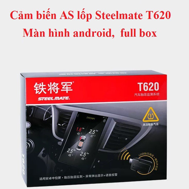 Cảm biến áp suất lốp Steelmate T620 van trong, màn hình android, [TIẾNG VIỆT],chuẩn ZIN, full box -CB09