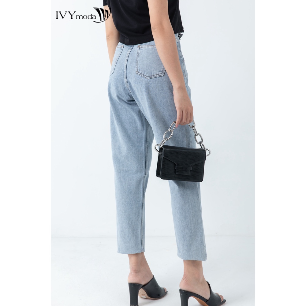 Quần jeans nữ baggy bạc màu IVY moda MS 25B8014