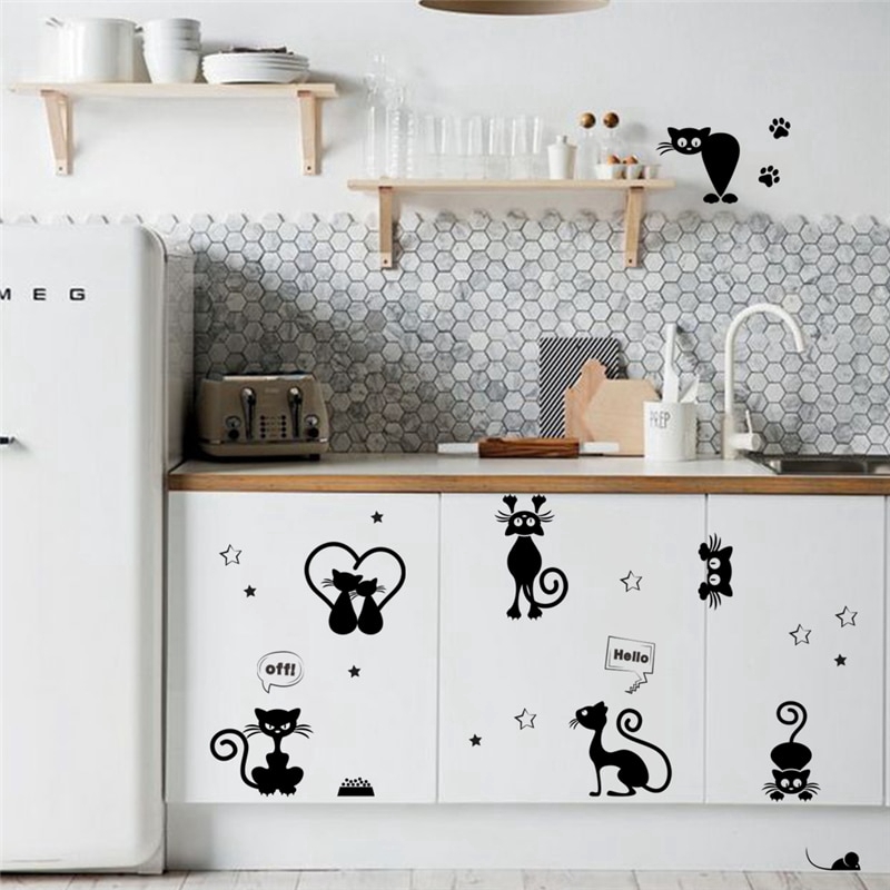 Miếng Dán Tường Trang Trí Công Tắc Đèn Hình Mèo Đáng Yêu