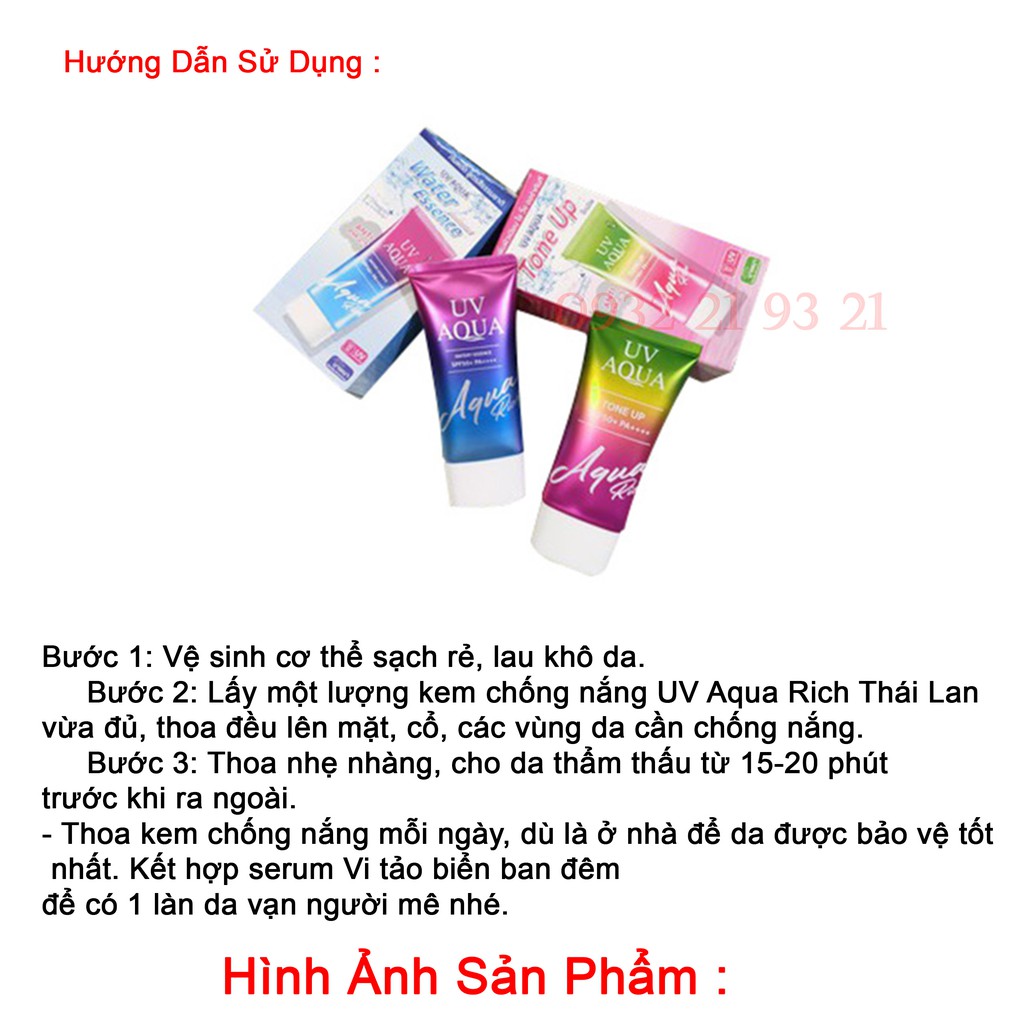 Kem chống nắng UV Aqua Tone SPF50 + PA ++++ Thái Lan 50ml