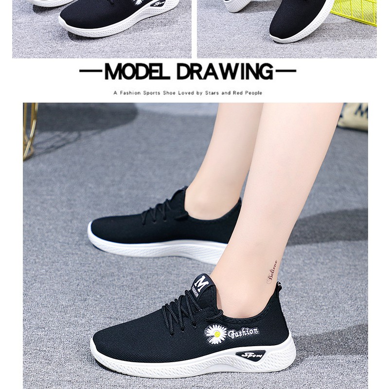 Giày thể thao phong cách thời trang Hàn Quốc nữ 2021 ,tô điểm thêm hoa cúc xinh xắn cá tính,SIÊU NHẸ,SIÊU CHẤT giá rẻ