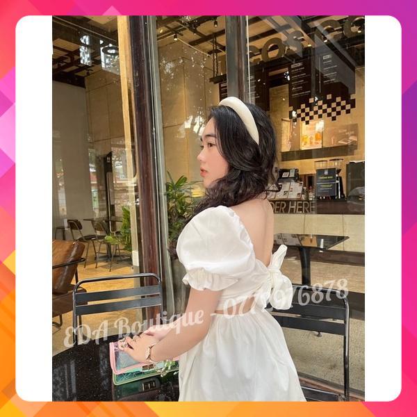 🌈Đầm Thiết KẾ Trắng Tươi , Đầm nữ Kaki mát Cột Nơ Lưng Siêu Xinh