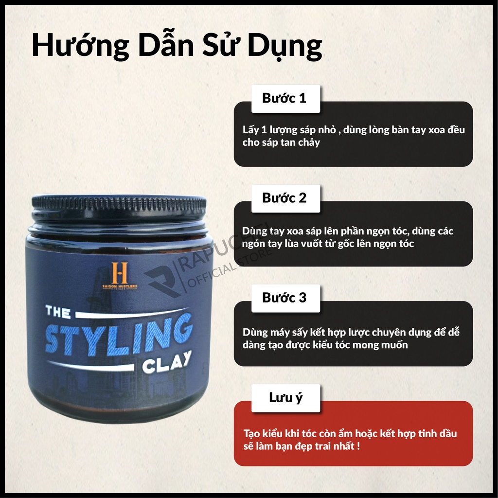 Sáp vuốt tóc nam Styling Clay chính hãng thơm giữ nếp Rapuchel Store SSC01