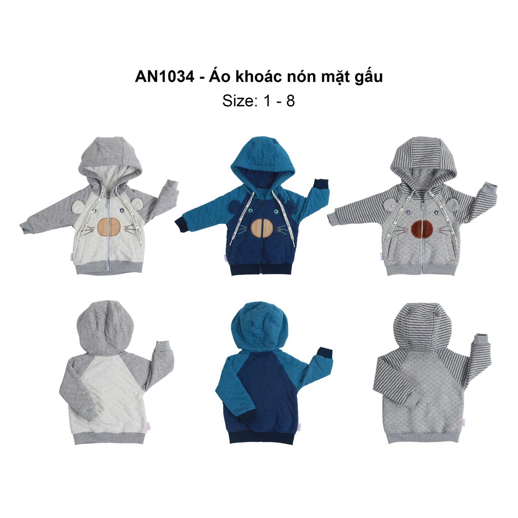Áo khoác thu đông mặt gấu cho bé AN1034