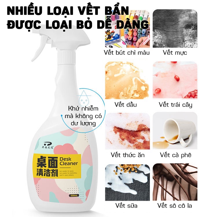 Dung Dịch Vệ Sinh Tẩy Sạch Vết Bẩn Bề Mặt Gỗ Trên Bàn Làm Việc, Bàn Học 500ML MARRYSTORE