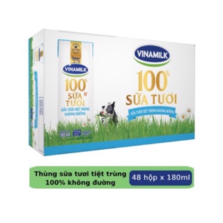  MẪU MỚI Sữa tươi tiệt trùng Vinamilk 100% Không Đường 180ml