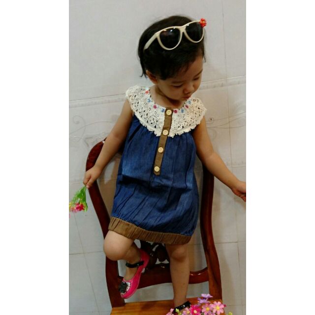 Đầm bí bé gái,,chất jean nhẹ,size từ 1-8
