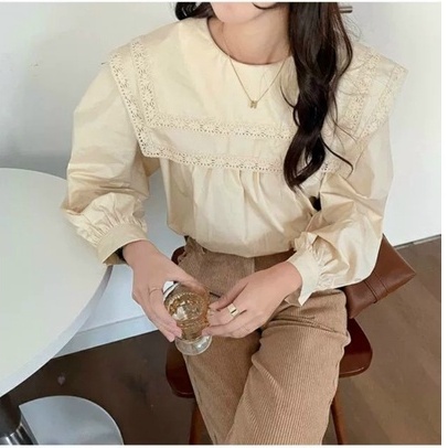 áo babydoll viền ren 2 lá bèo A0400
