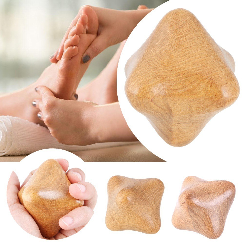 Fragrant Wood Hexagonal Palm Foot Full Body Gua Sha Hand SPA Massager Tool