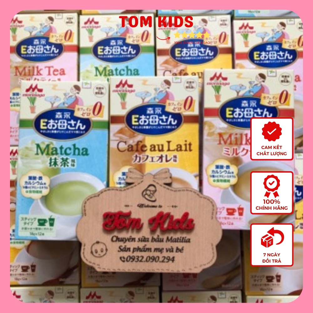 Sữa bầu Morinaga Nhật Bản vị Trà sữa/ Trà xanh/ Cafe hộp 18g