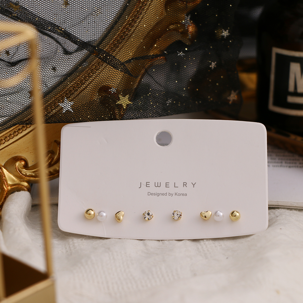 Set khuyên Tai Hình Tròn Trái Tim Phong Cách Hàn Quốc Thời Trang Nữ Đơn Giản