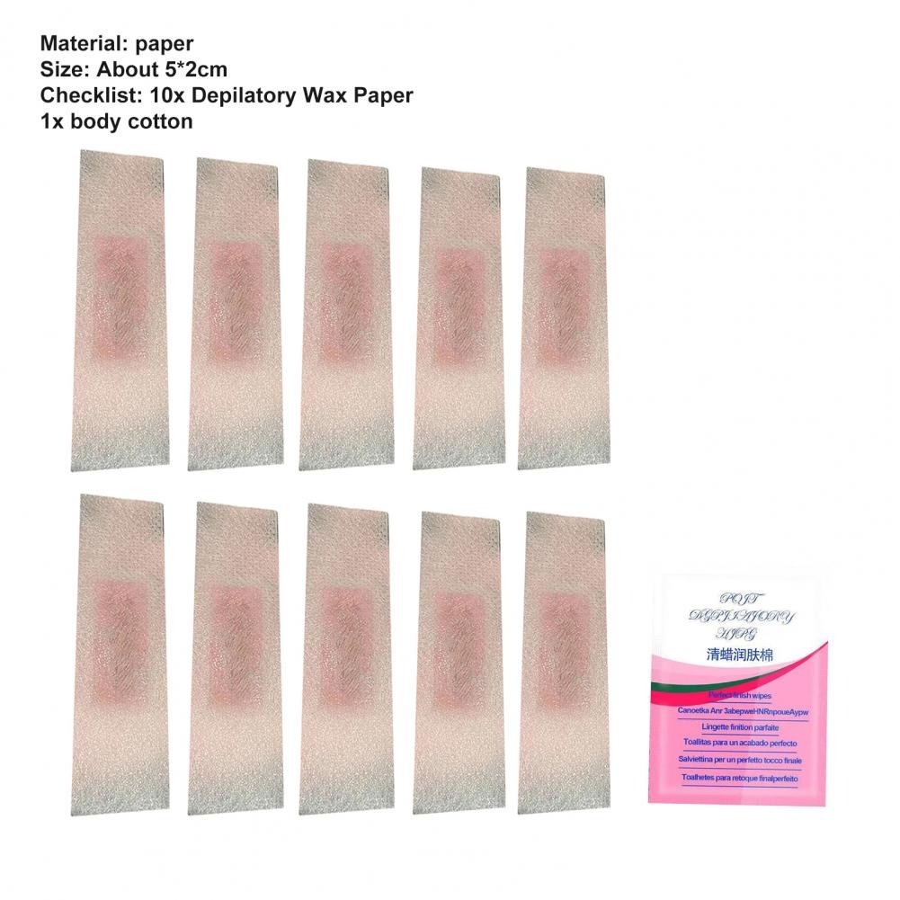 Set 10 Tờ Giấy Sáp Tẩy Lông Không Đau Hai Mặt Nhiều Màu Sắc