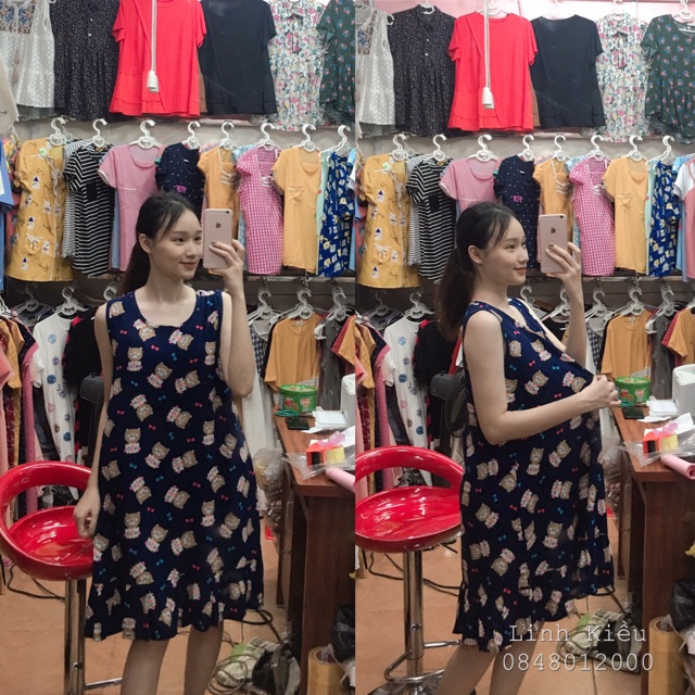 Váy lanh bầu sát nách