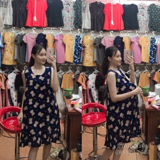 Váy lanh bầu sát nách