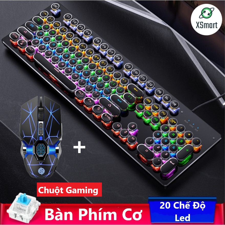 Bộ Chuột V8 Và Bàn Phím Cơ T907 Led Nhiều Màu Hơn 20 Chế Độ Led Khác Nhau Chơi Game Máy Tính, PC, Laptop Siêu Đã