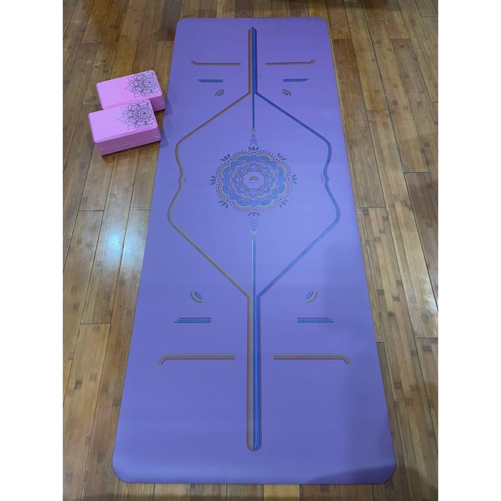 (Tặng túi cao cấp + xịt thảm + Khăn lau)Thảm tập Yoga cầu vồng định tuyến cao cấp chất liệu cao su - chống trơn trượt