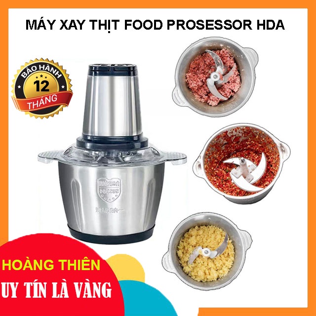 [SIÊU KHỎE] Máy Xay Thịt HDA LUXURY KITCHEN Cối Inox Đa Năng Dao 4 Lưỡi, Cối xay thịt đa năng - Dung Tích 2 lít