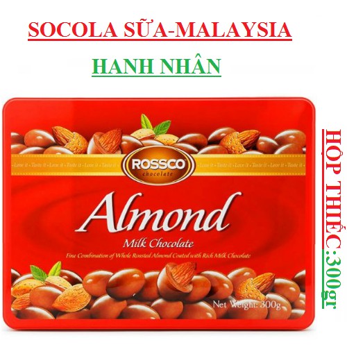 Socola rossco phủ hạt almond, hazelnut, Assortment hộp thiếc 180g | BigBuy360 - bigbuy360.vn