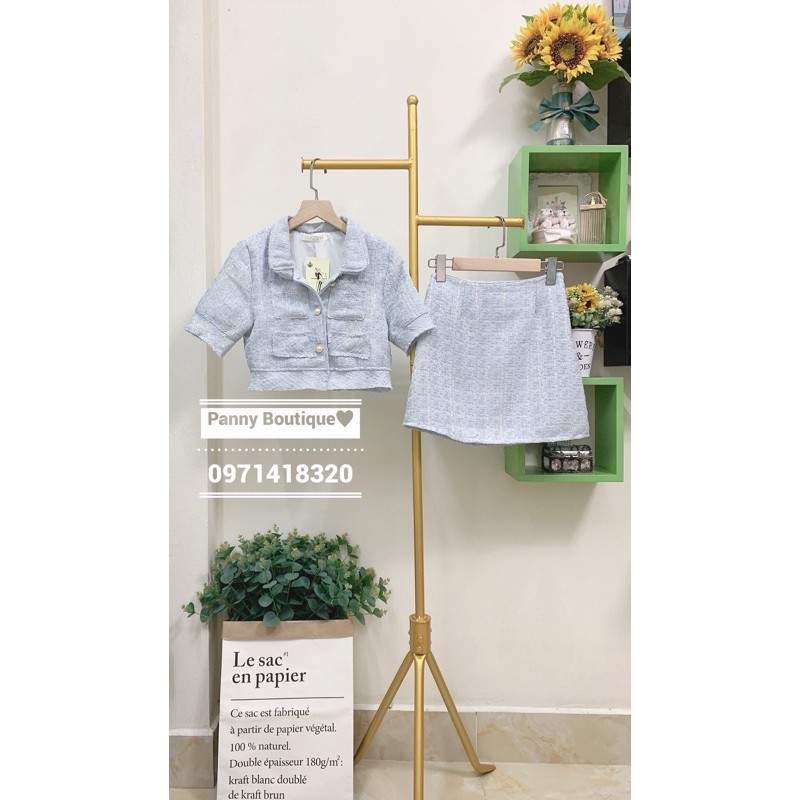 [Order có ảnh thật] Set tweed xanh pastel áo croptop kèm chân váy 🐳,  style ulzzang Hàn Quốc 🌻 Panny Boutique 🌻 | BigBuy360 - bigbuy360.vn