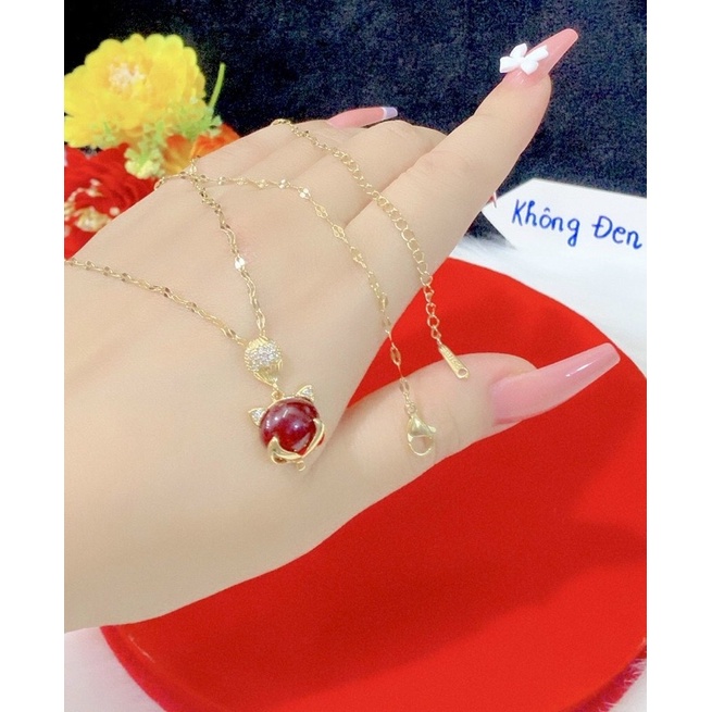 Dây chuyền hồ ly đá đỏ may mắn tài lộc và hạnh phúc. Mang không đen, không phai màu