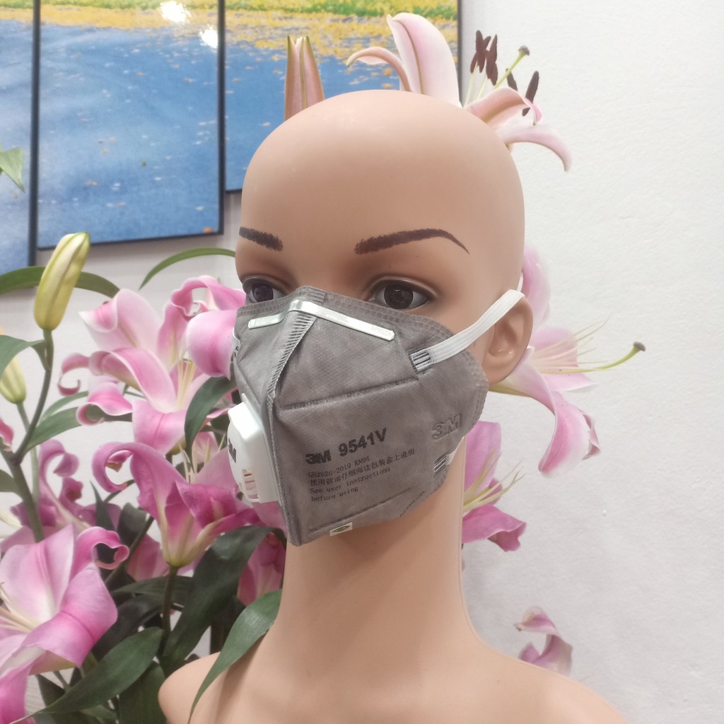 Khẩu trang có van 3M 9541V tiêu chuẩn KN95, lọc bụi mịn, hóa chất nhẹ có van thở, khẩu trang than hoạt tính đeo tai