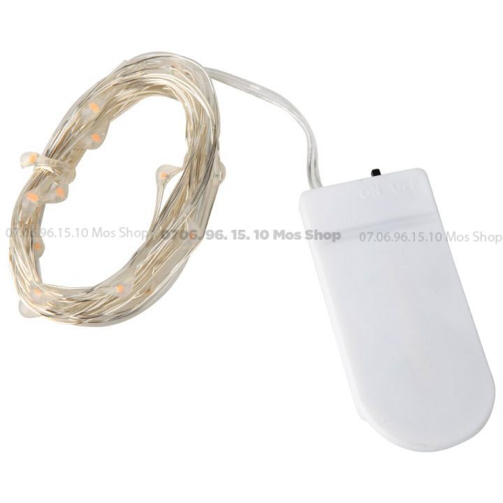 Dây đèn led trang trí dùng pin nhiều (màu trắng, vàng, lá, dương, hồng, bảy màu) Mos Shop