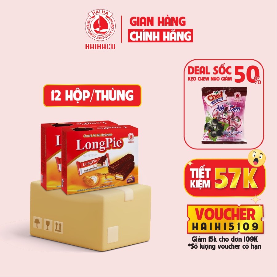 Bánh Mềm Phủ Socola LongPie Hộp: 252g - 12 Hộp [Thùng]