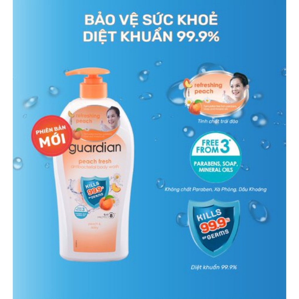 Sữa tắm Guardian kháng khuẩn trái đào tươi mát 1000ml