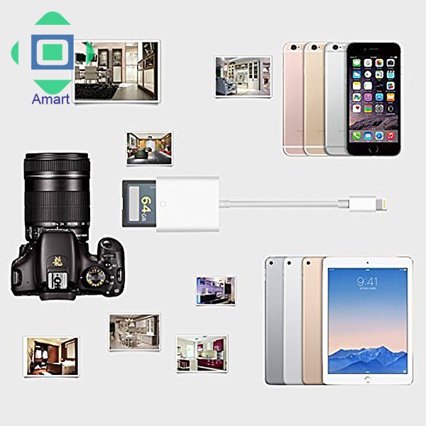 Đầu đọc thẻ nhớ SD chuyên dụng cho iPhone X/8 Plus/8/7 Plus iPad Mini/Air