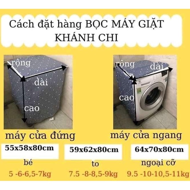 Vỏ bọc máy giặt cửa đứng Khánh Chi 5-15kg- siêu bền bảo hành 6 tháng