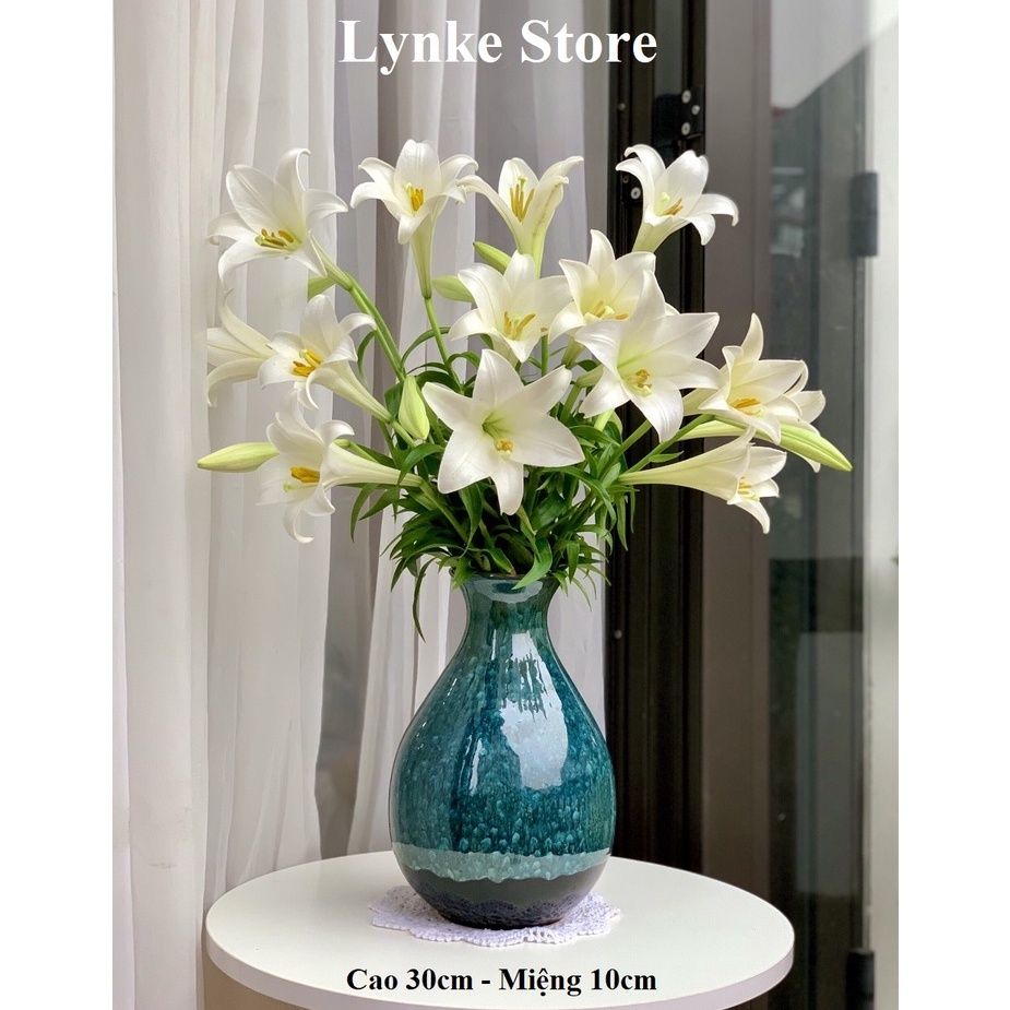 Bình Hoa Lọ Hoa Men Vân Đá Cao 30cm Gốm Sứ Bát Tràng